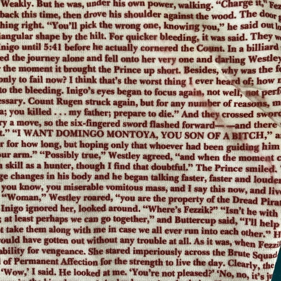 T-shirt. PRINCESS BRIDE transcript T-shirt (never worn),movie lyrics - Picture 9 of 12